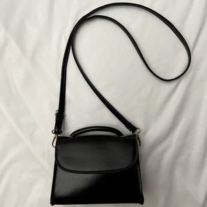 Black leather-style small crossbody purse